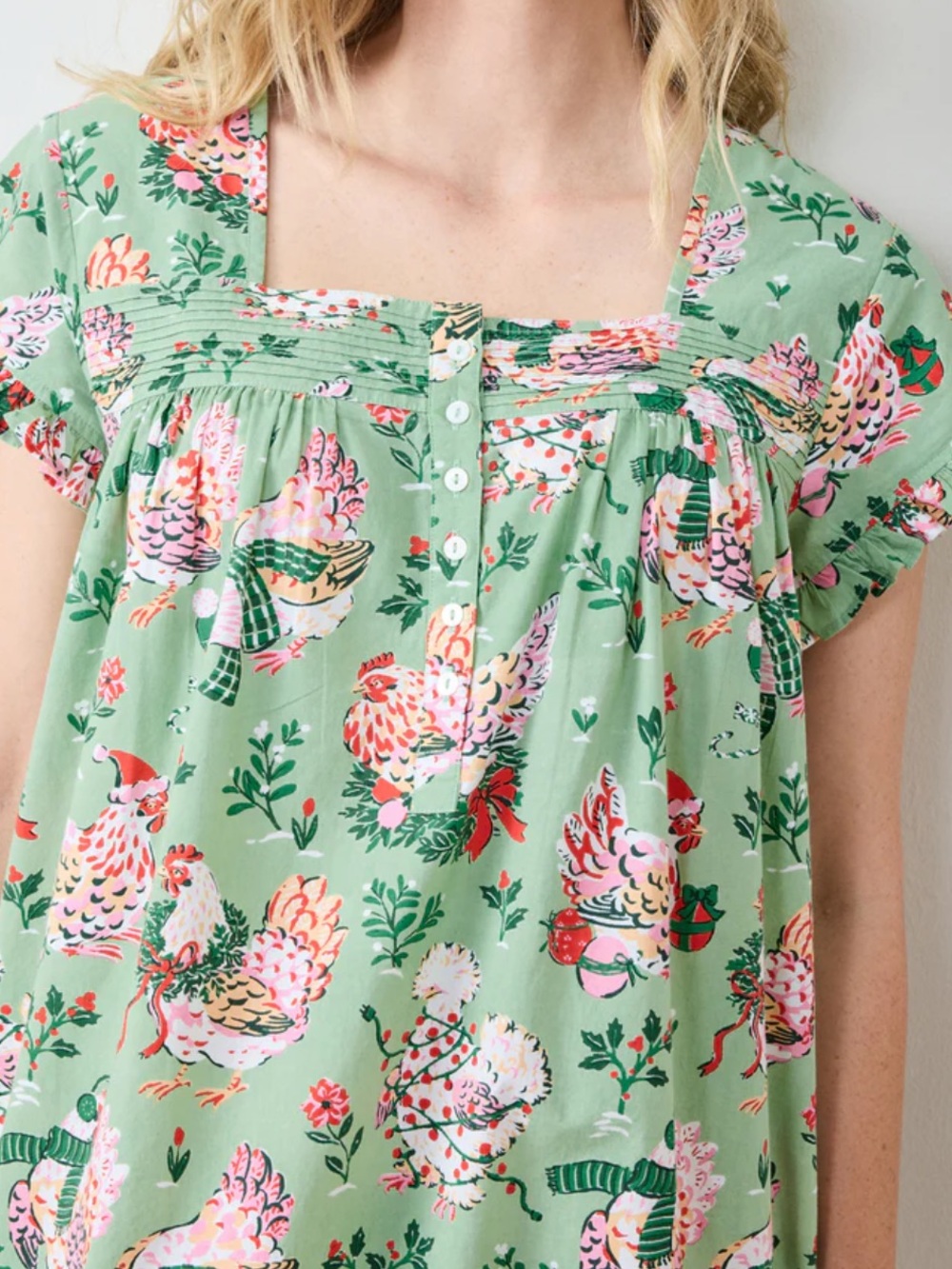 Printfresh Holiday Hens Daylight Nightgown New With Tags / In Package Size M